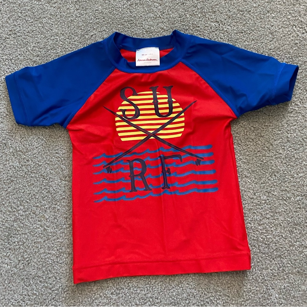 Hanna Andersson Short Sleeve Sunblock Rash Guard Top size 3T/90cm